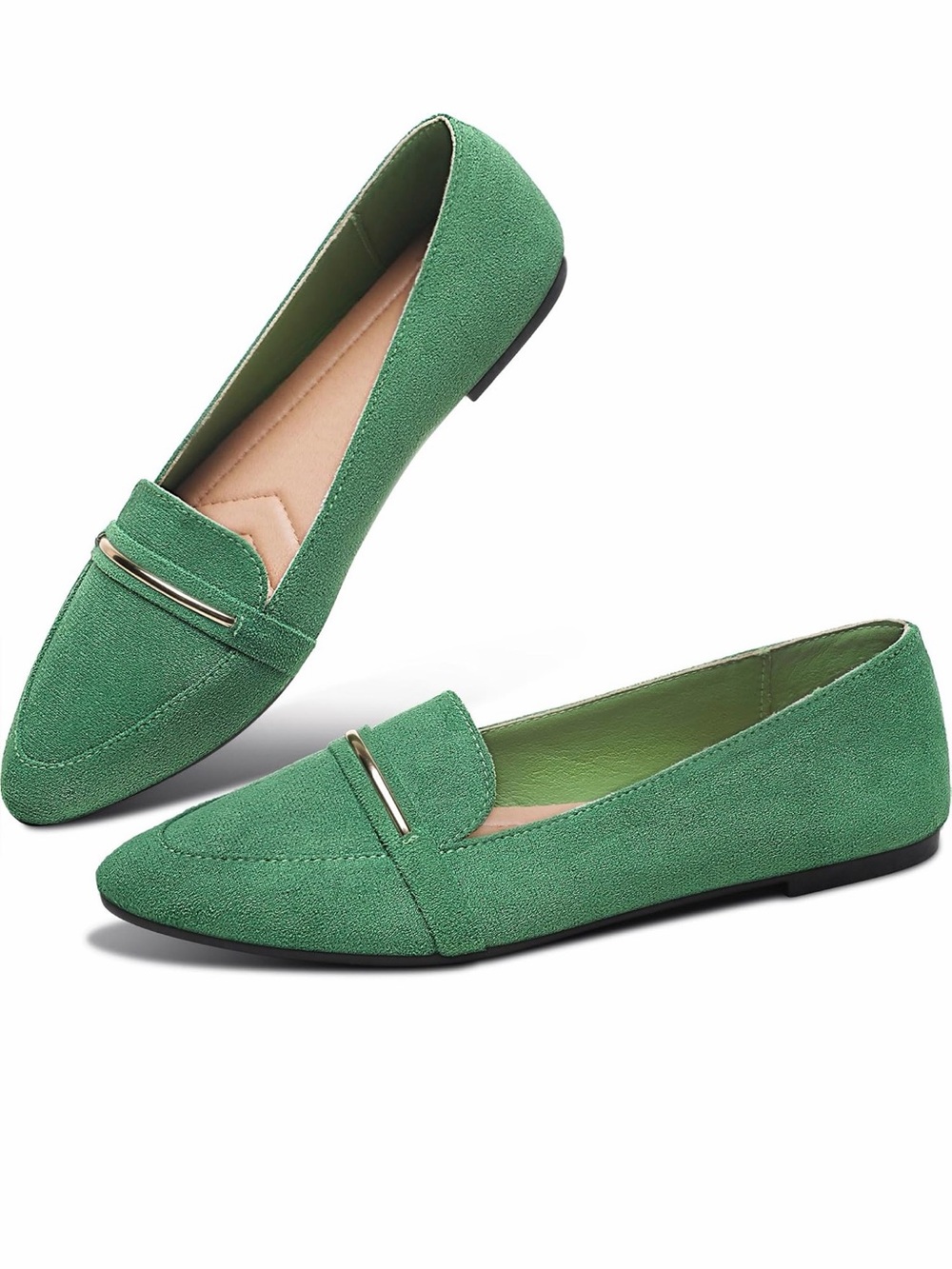 Green Women's Pointed Toe Loafers